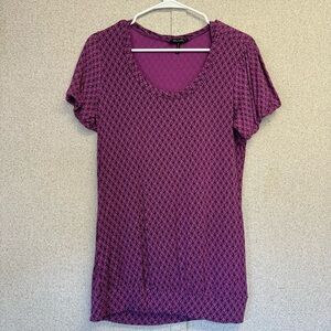 Daisy Fuentes Y2K bubble sleeve Women's fuchsia Patterned Top, size medium